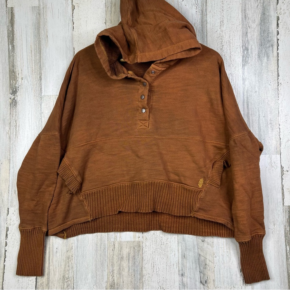 Free People Oversized Boxy Sweater w/ thumbhole FP Movement rusty terry pullover